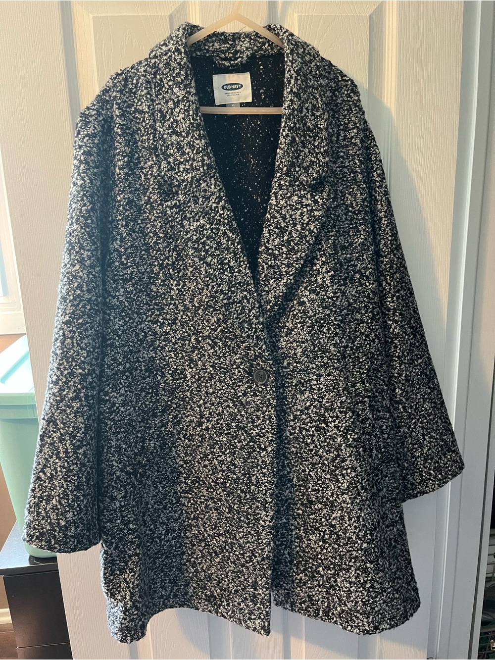 Women’s Old Navy Black & White Bouclé Pea Coat - Size XL